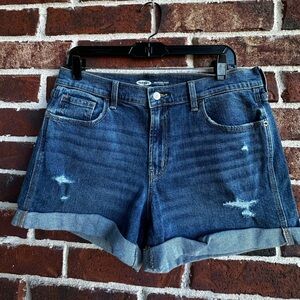 Old Navy Dark Blue Distressed Cuffed Denim Shorts